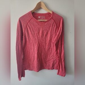 FIGS Salta Seamless Longsleeve Underscrub, Large, Heathered Red